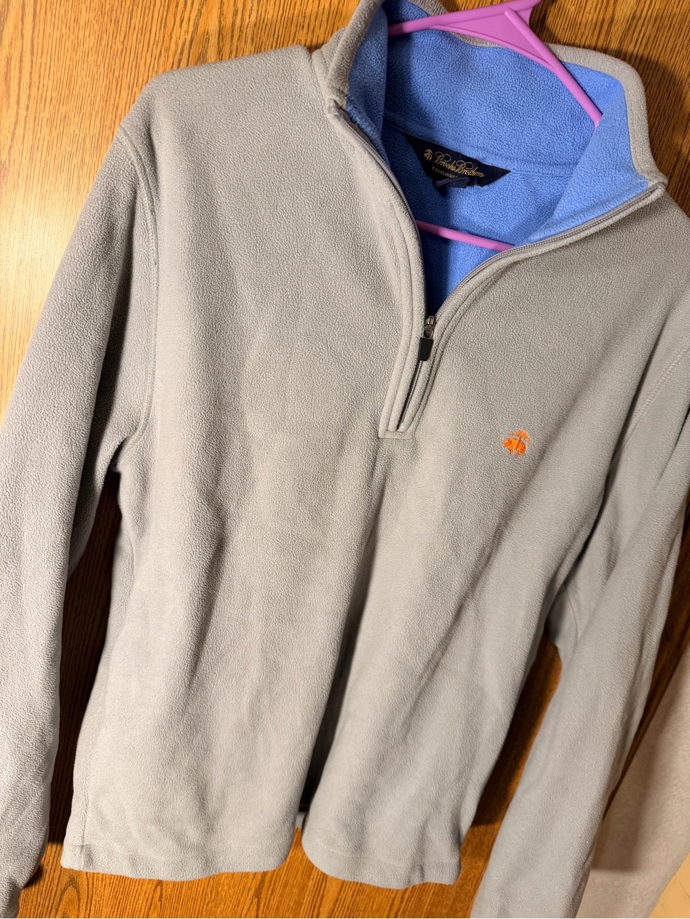 Brooks Brothers Light Gray Quarter-Zip Fleece Sweater - Picture 3 of 6